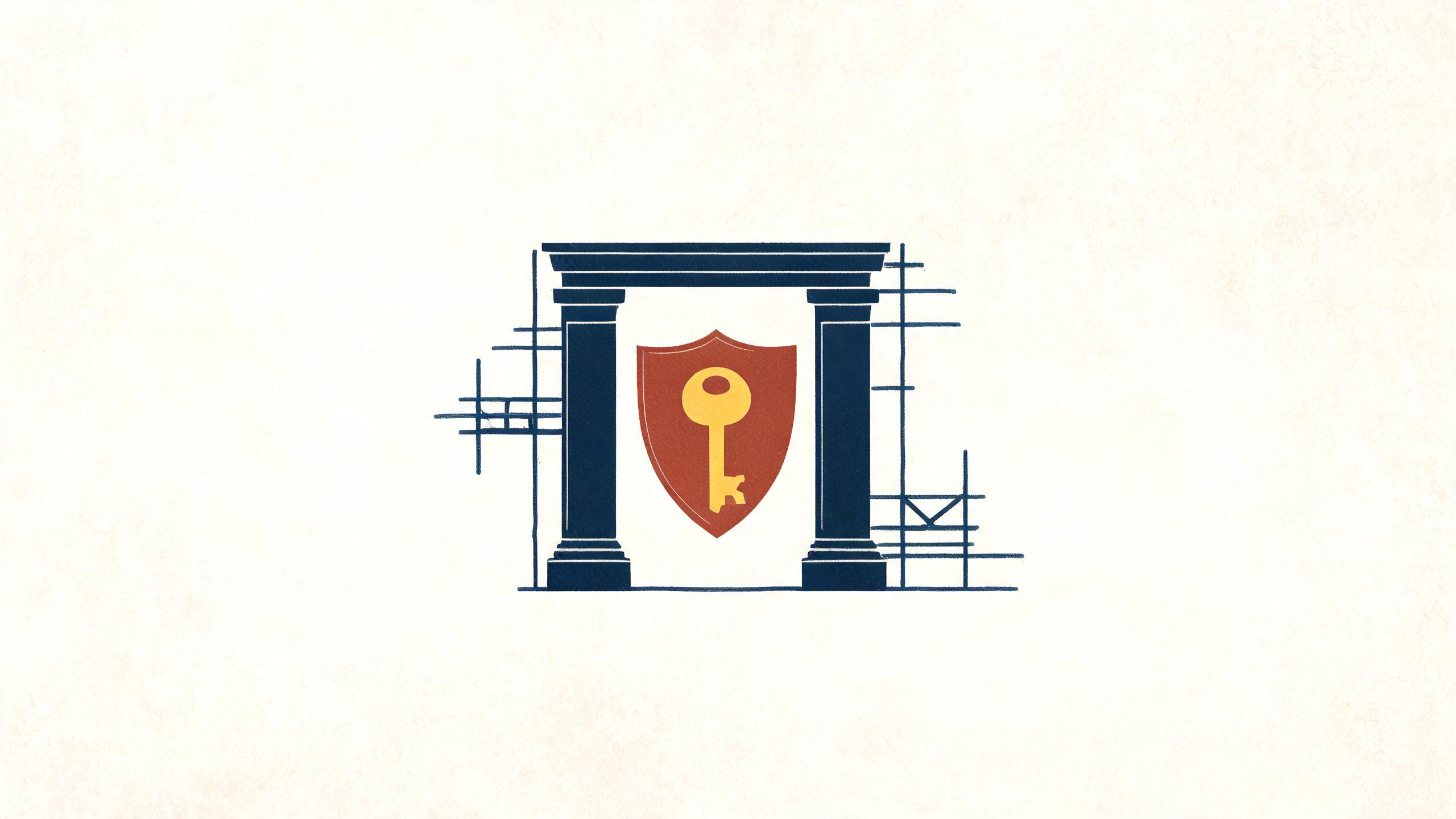 A digital interface showing a secure login portal with a shield icon, representing bank-level registration and data security.